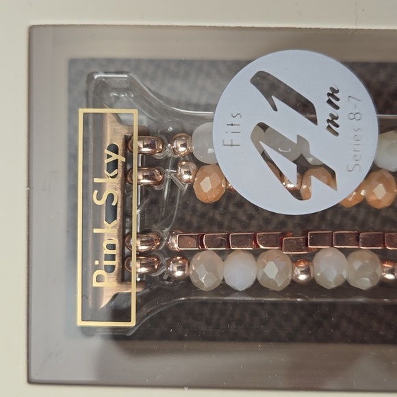 Pink Sky JEWEL Woman's Crystal and Bead Smart Watch Band Fits 41mm - Picture 2 of 4